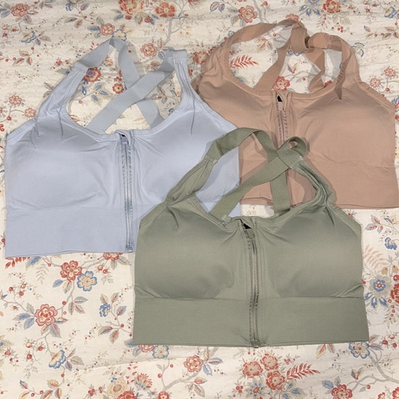 3 PC SET - High-Impact Sports Bras –Breathable Zip-Front Crisscross Back - Picture 6 of 14